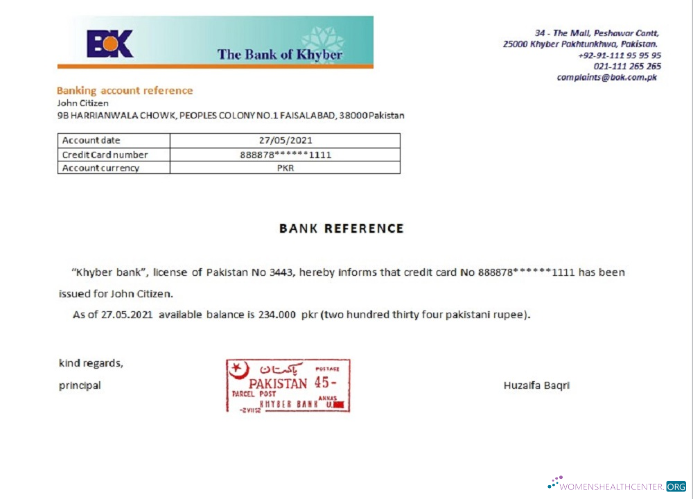 Download Pakistan Khyber bank reference Photoshop template